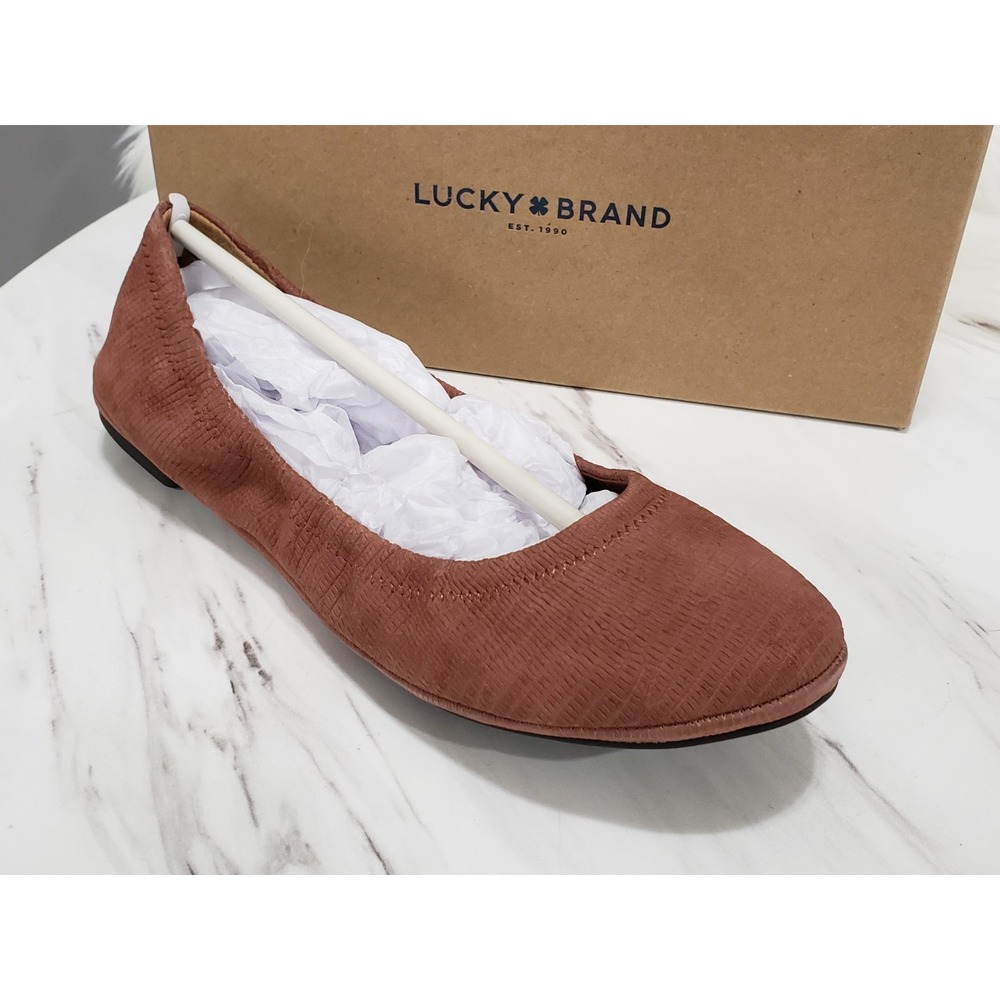 NEW SIZE 9 Women's Luckyβ Brand Emmie Ballet Flat IN RUSSET BROWN / RED